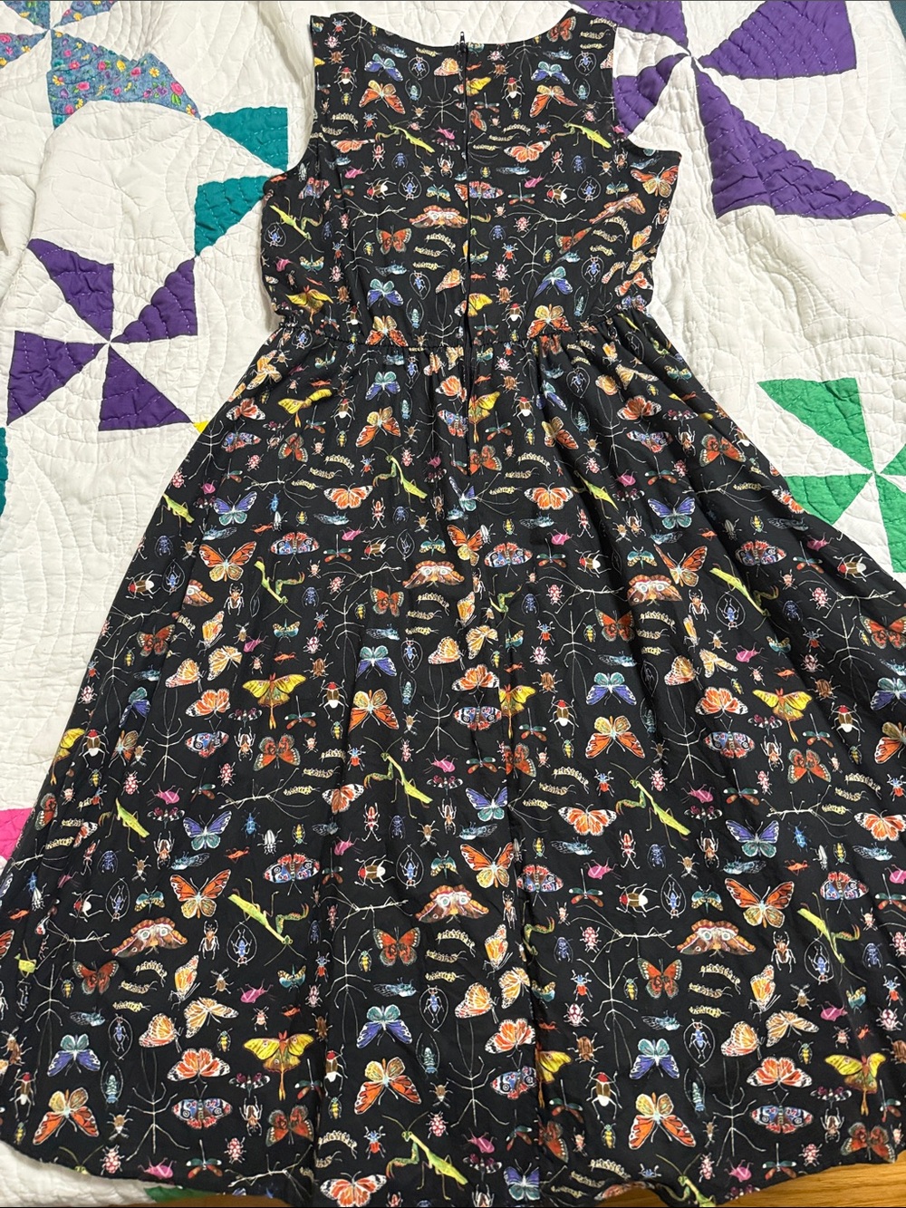 Retrolicious Black Butterfly & Insect Midi Dress - Picture 4 of 7